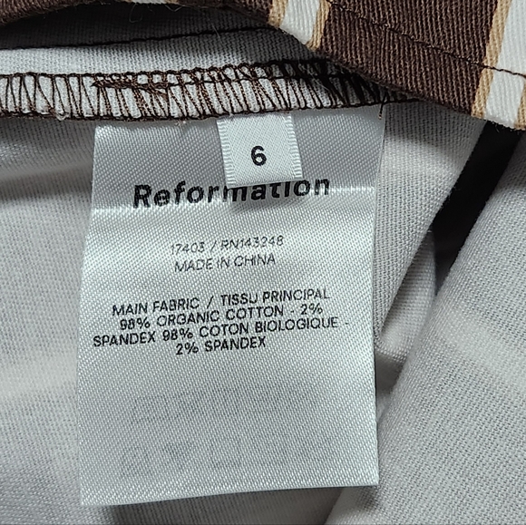 Reformation Marlon Crop Coffee Cream Stripe Pants 6 - Picture 4 of 4